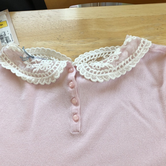 PINK TOP WITH FANCY WHITE COLLAR UK SIZE 16 - Picture 2 of 10